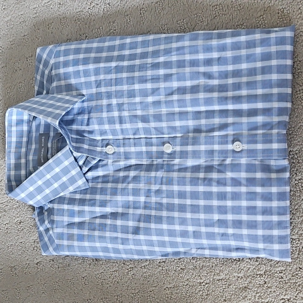 Michael Kors Blue Checkered Men's Shirt Brand New